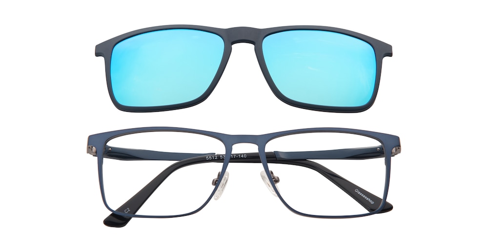 James Blue(Blue Mirror-coating) Rectangle Metal Eyeglasses