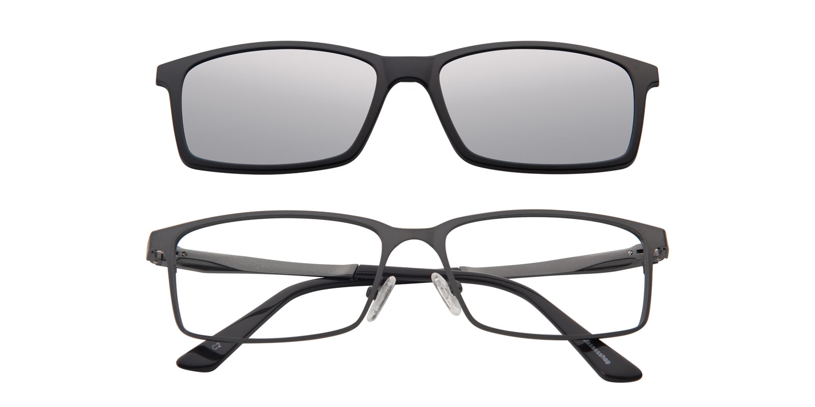 Rectangle Eyeglasses, Full Frame Gunmetal(Silver Mirror-coating) Metal - FM1087