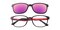 Palm Clip-on Black/Red (Purple Miorror-coating) Oval TR90 Eyeglasses