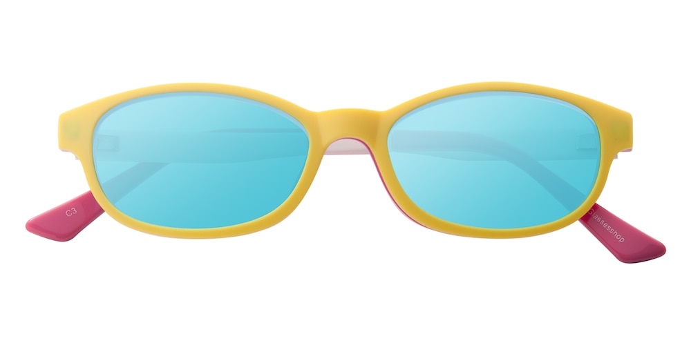 Daisy Clip-on Rose(Blue Mirror-coating) Oval TR90 Eyeglasses