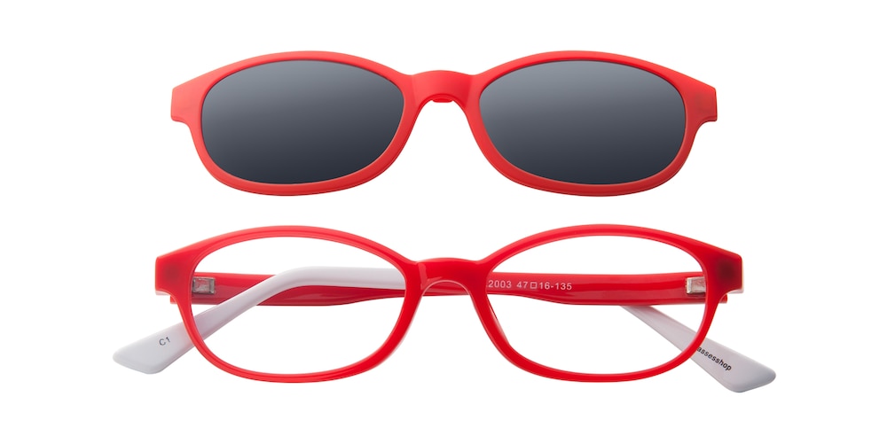 Daisy Clip-on Red Oval TR90 Eyeglasses