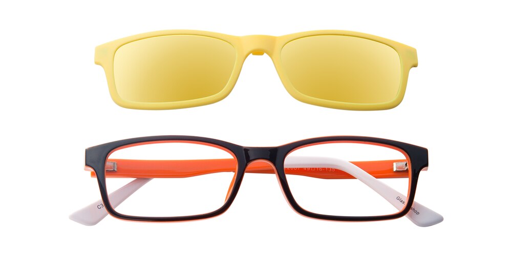 Donald Clip-on Black/Orange(Yellow Mirror-coating) Rectangle TR90 Eyeglasses