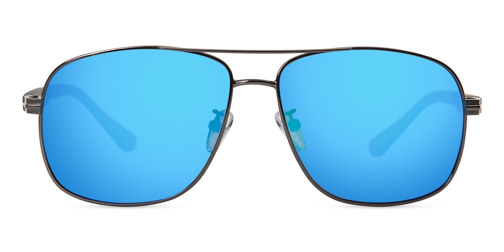 Bishop Gunmetal(Mirrored Lens-Blue) Aviator Metal Sunglasses