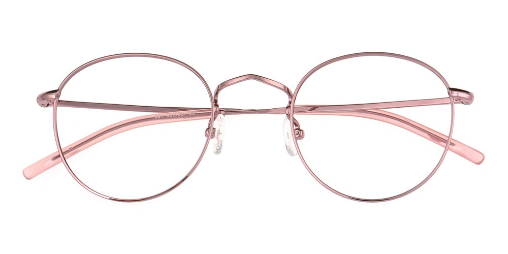 Sophia Pink Round Metal Eyeglasses