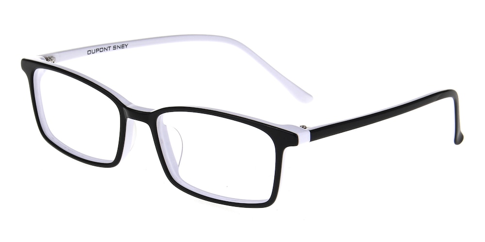 Jack Black/White Rectangle Acetate Eyeglasses