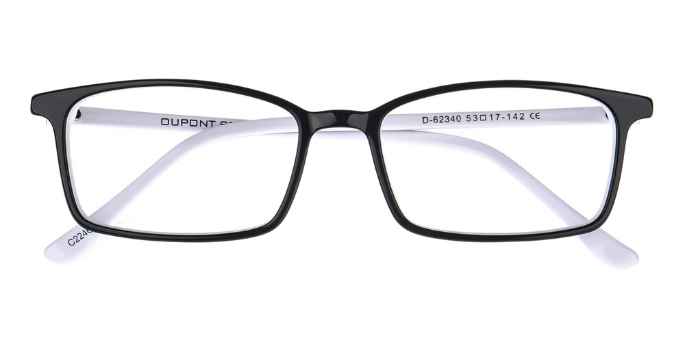 Jack Black/White Rectangle Acetate Eyeglasses