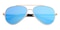 Aaron Golden(Mirrored Lens-Blue) Aviator Metal Sunglasses