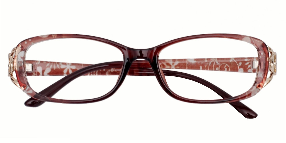 Florence Brown Rectangle Plastic Eyeglasses