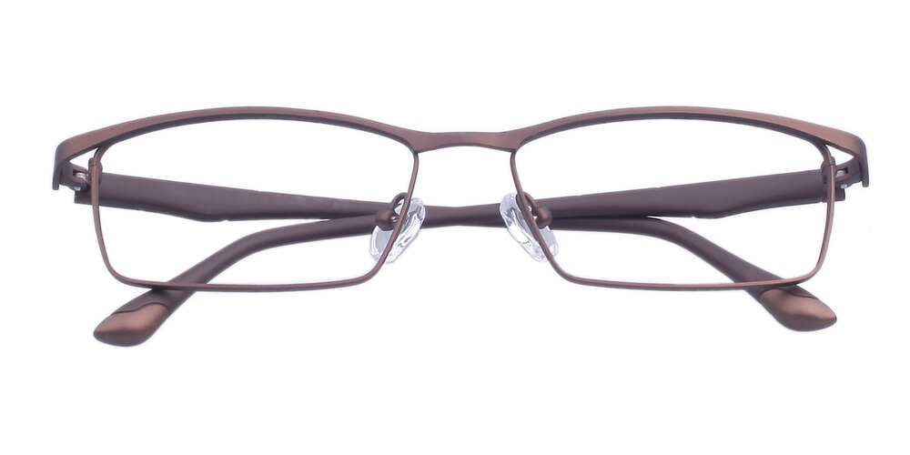 Conrad Brown Rectangle Titanium Eyeglasses