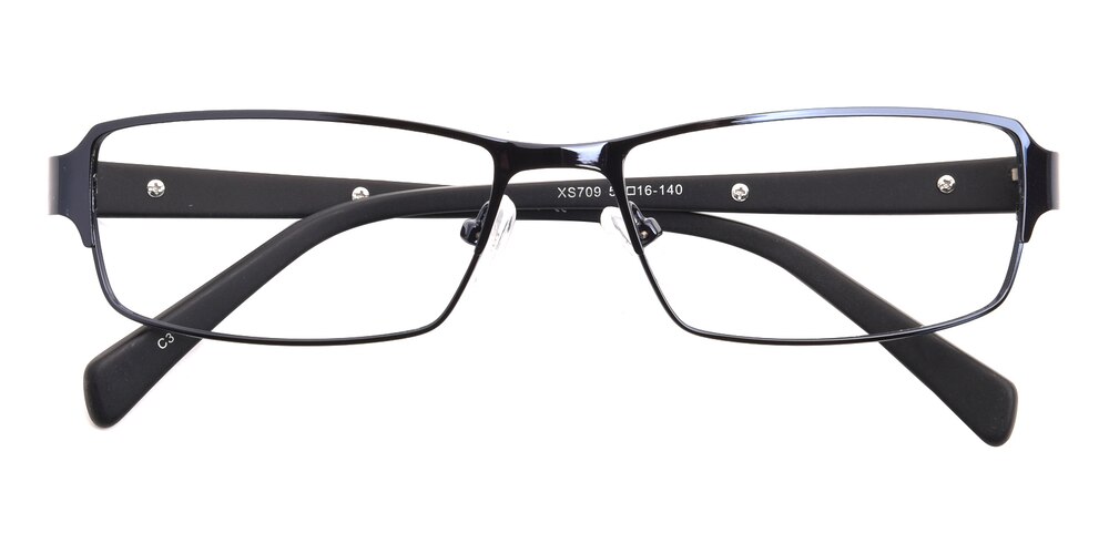 Kim Blue Rectangle Metal Eyeglasses