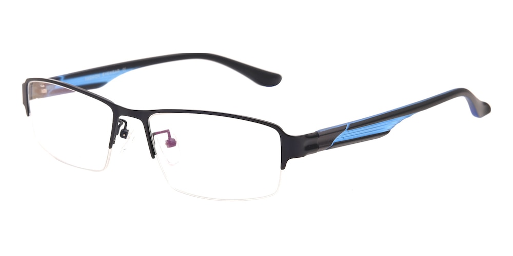 Henry Antony Blue Rectangle Metal Eyeglasses