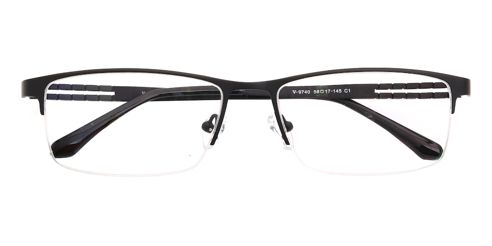 Antony Black Rectangle Titanium Eyeglasses