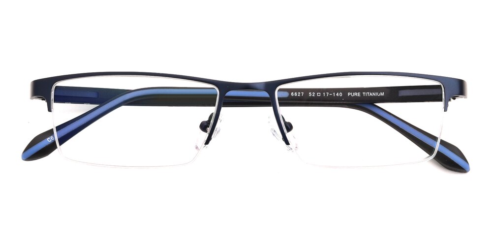 Mike Antony Blue Rectangle Titanium Eyeglasses
