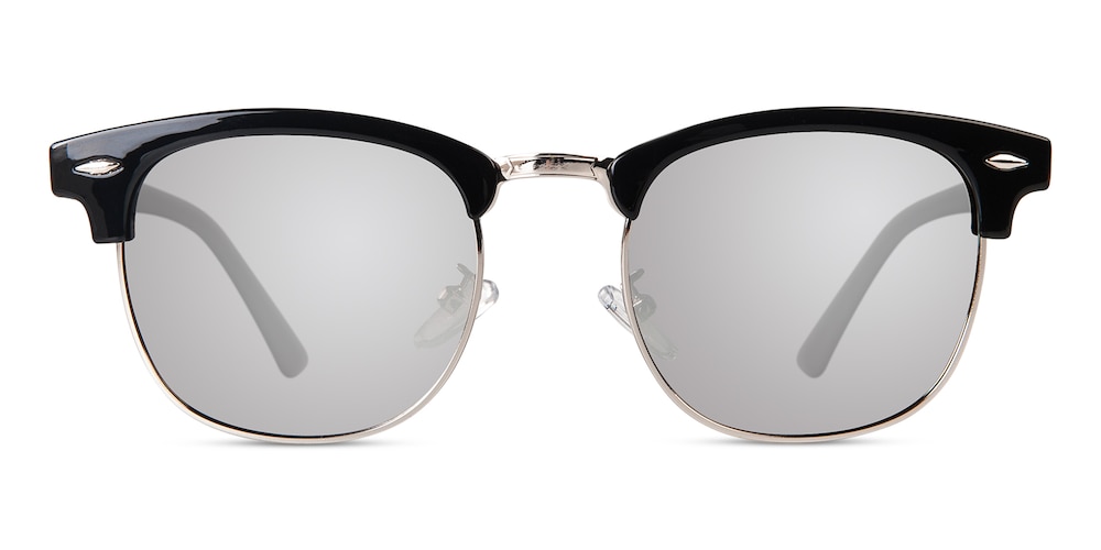 Avignon Black(Mirrored Lens-Silver) Classic Wayframe Metal Sunglasses
