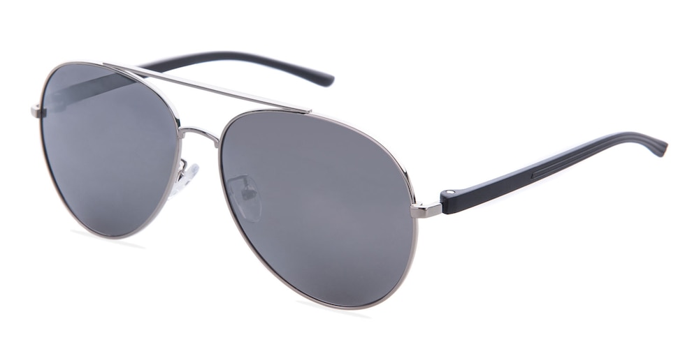 George Silver(Mirrored Lens-Silver) Aviator Metal Sunglasses