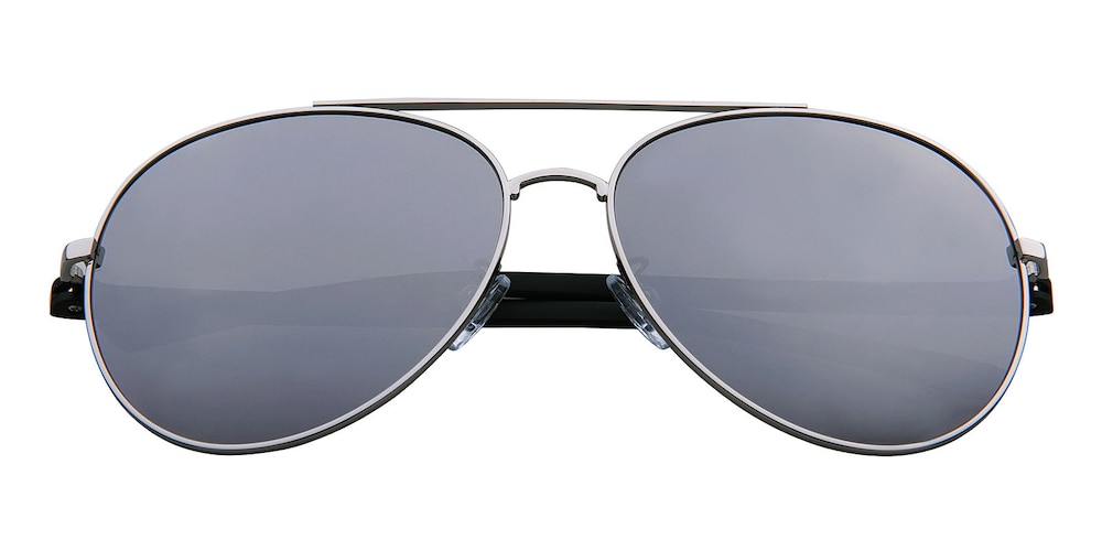 George Silver(Mirrored Lens-Silver) Aviator Metal Sunglasses