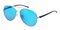 George Golden(Mirrored Lens-Blue) Aviator Metal Sunglasses