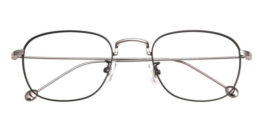 Anniston Black/Silver Oval Metal Eyeglasses
