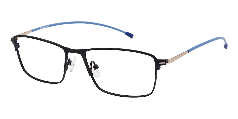 Alva Blue Rectangle Metal Eyeglasses