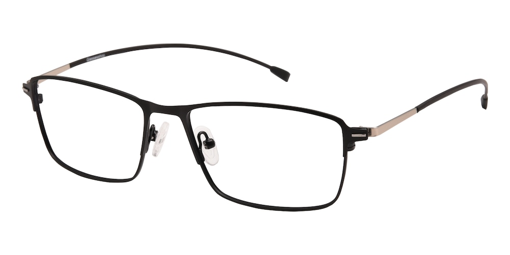 Alva Black Rectangle Metal Eyeglasses