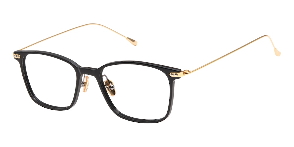 Jones Black/Golden Square Acetate Eyeglasses