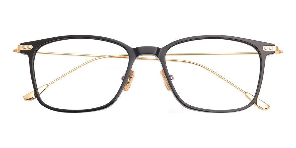 Jones Black/Golden Square Acetate Eyeglasses