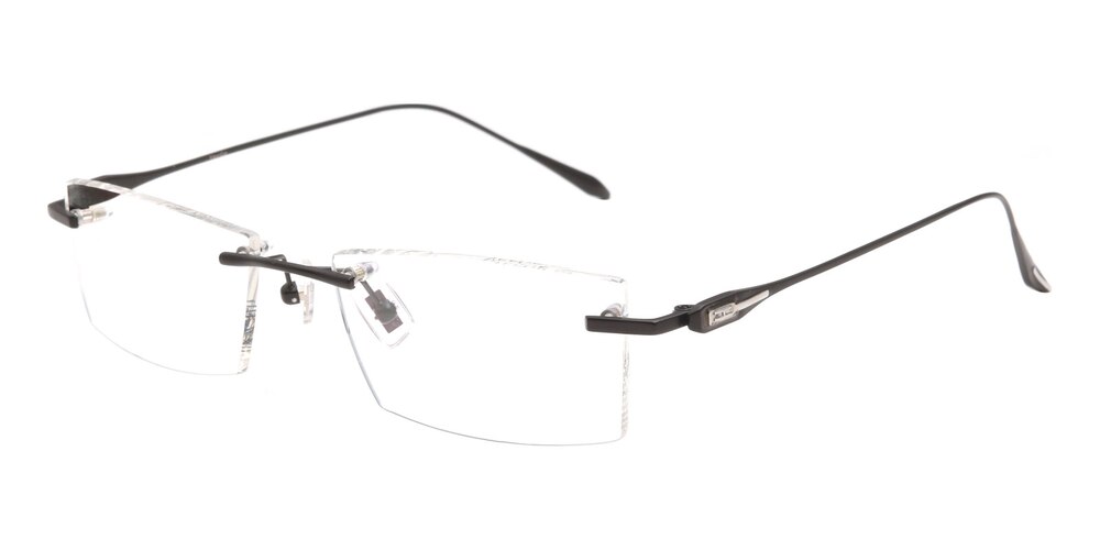 Dominic Black Rectangle Titanium Eyeglasses
