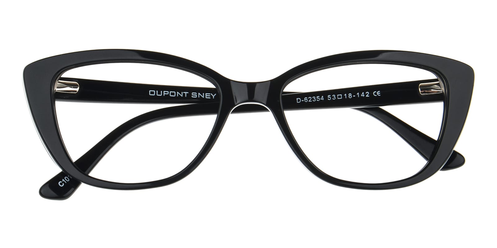 Cat Eye Eyeglasses, Full Frame Black/White Plastic - FZ1085