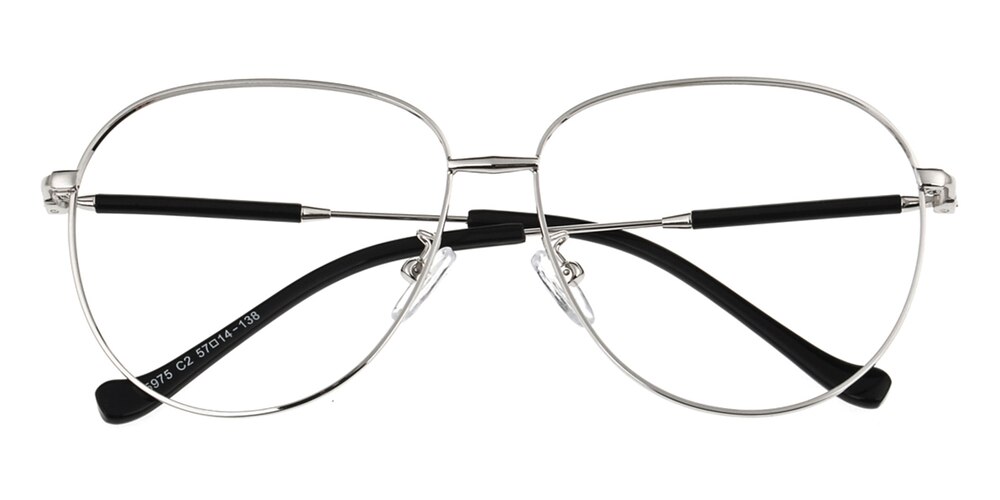 Fresh Silver Aviator Metal Eyeglasses