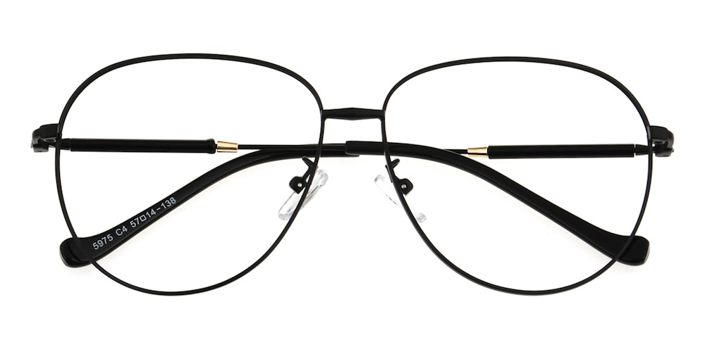 Fresh Black Aviator Metal Eyeglasses