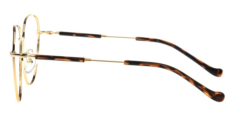 Fresh Black/Golden Aviator Metal Eyeglasses