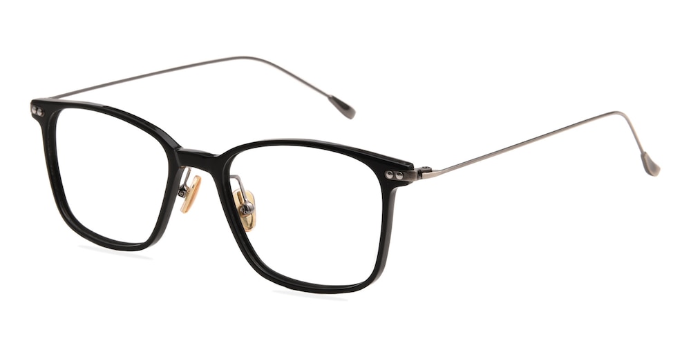 Santa Ana Black Rectangle Acetate Eyeglasses
