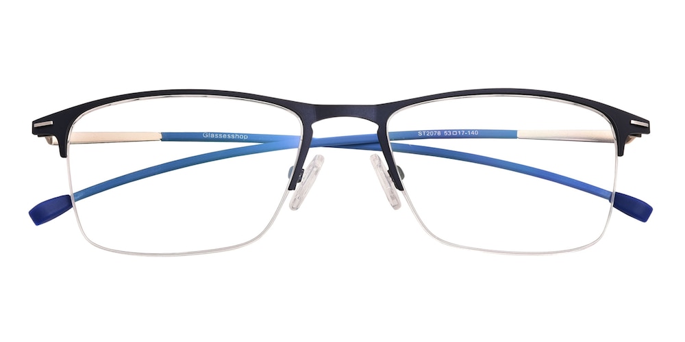 Bruce Blue Rectangle Metal Eyeglasses