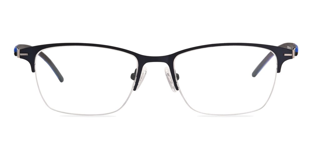 Cliff Blue Rectangle Metal Eyeglasses