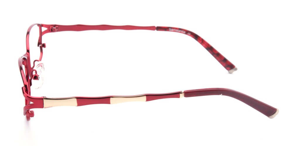 Afra Red Oval Metal Eyeglasses