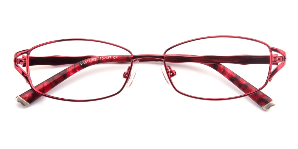 Afra Red Oval Metal Eyeglasses