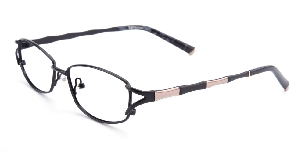 Afra Black Oval Metal Eyeglasses