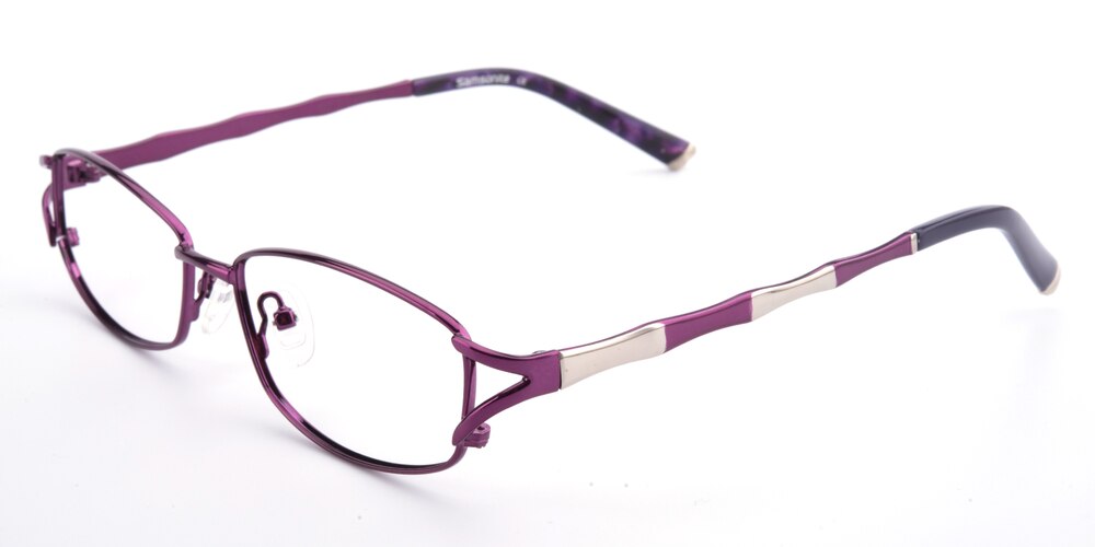 Afra Purple Oval Metal Eyeglasses