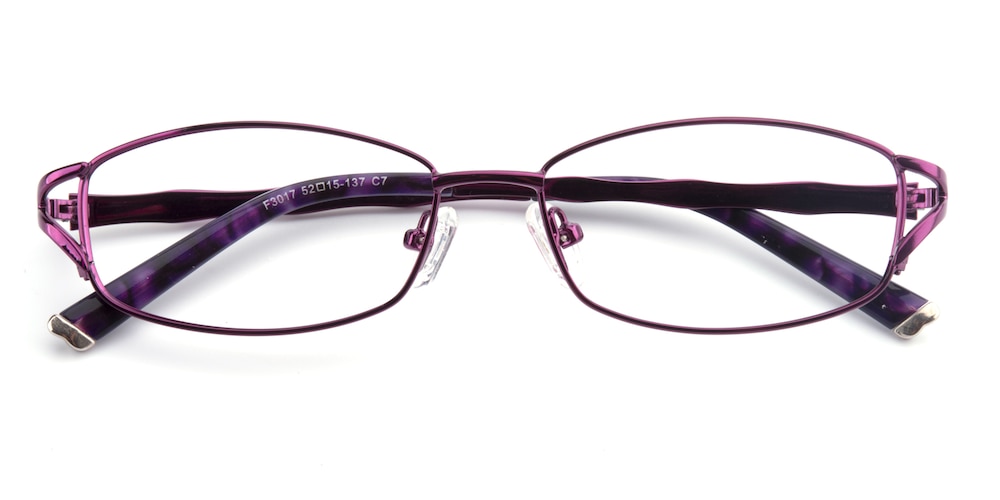 Afra Purple Oval Metal Eyeglasses