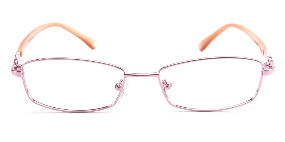 Bess Pink Rectangle Metal Eyeglasses