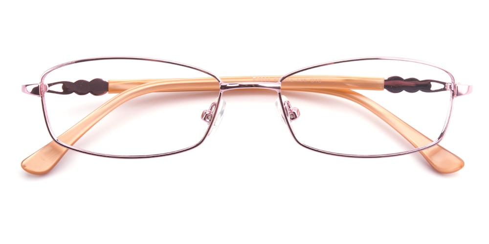 Bess Pink Rectangle Metal Eyeglasses