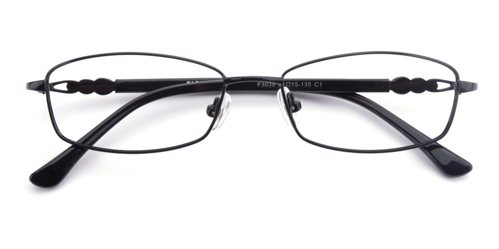 Bess Black Rectangle Metal Eyeglasses