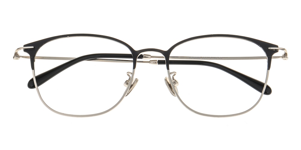 Oakman Black/Silver Classic Wayframe Metal Eyeglasses