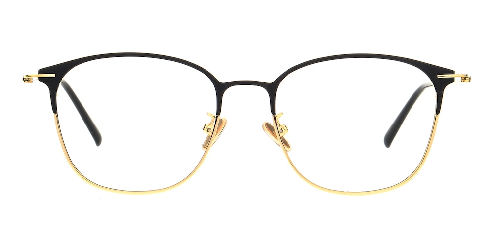 Oakman Black/Golden Classic Wayframe Metal Eyeglasses