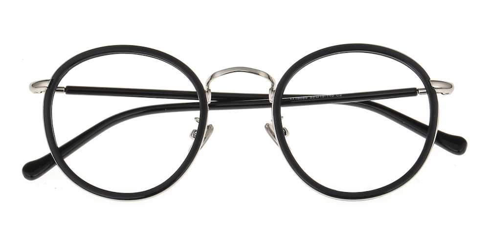 Freda Black/Silver Round TR90 Eyeglasses