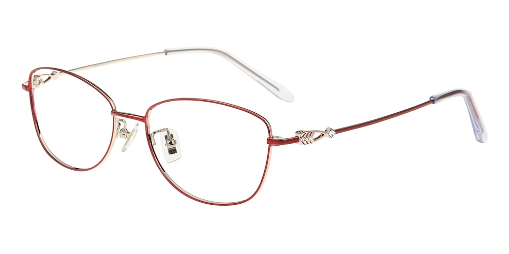 Iris Red Oval Titanium Eyeglasses