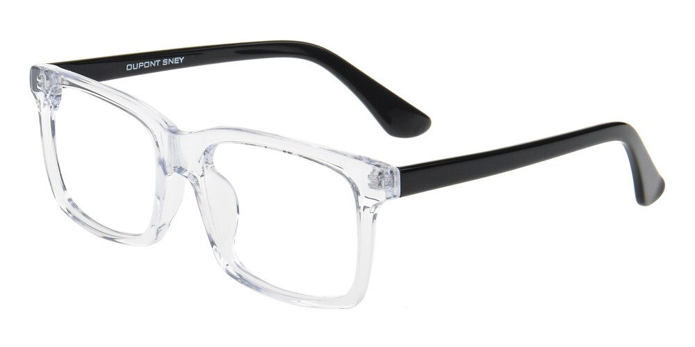 Carey Crystal/Black Rectangle Acetate Eyeglasses