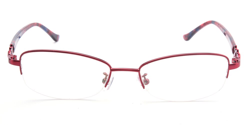 Carol Red Oval Metal Eyeglasses