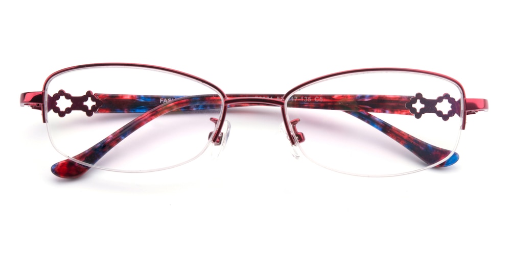 Carol Red Oval Metal Eyeglasses