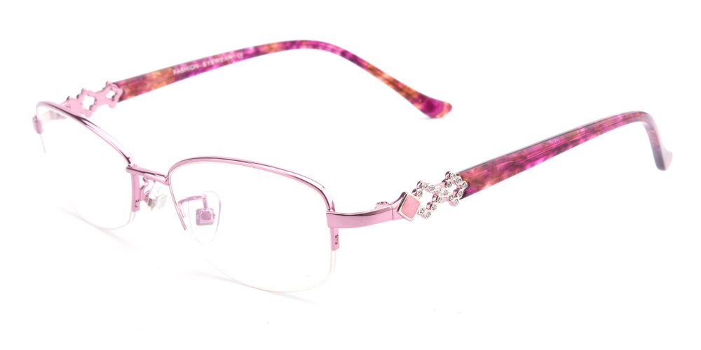 Carol Pink Oval Metal Eyeglasses